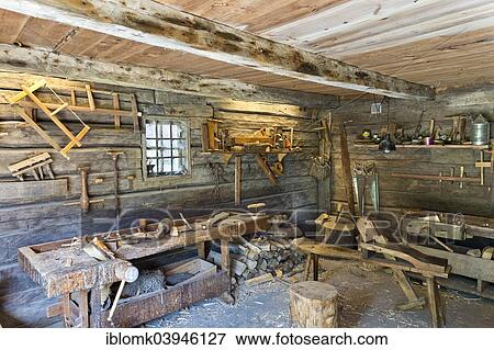 Stock Photo - "Woodshed, based on Astrid Lindgren's children's book Emil of Lonneberga, Information and Cultural centre Astrid Lindgren Nas, Vimmerby, Smaland, Sweden, Europe". Fotosearch