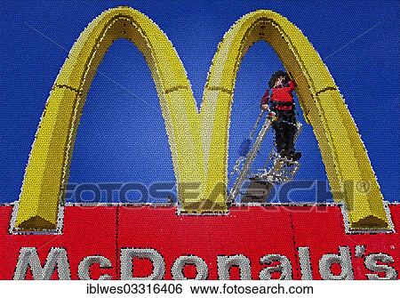 "Worker repairing a Golden Arches sign, McDonald's Logo, Detroit, Michigan, United States, North America" View Large Photo Image Stock Photograph - "Worker repairing a Golden Arches sign, McDonald's Logo, Detroit, Michigan, United States, North America". Fotosearch