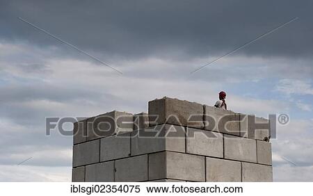 Stock Photography - "Workers at a construction site, building load test, Fridolfing, Bavaria, Germany, Europe". Fotosearch