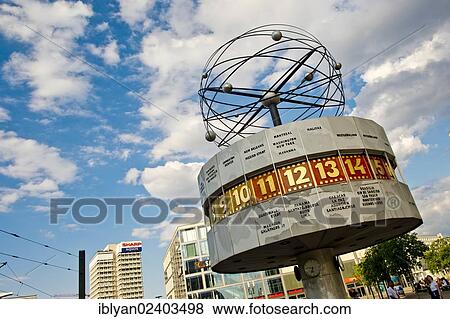 "World Clock on Alexanderplatz square in Berlin, Germany, Europe" View Large Photo Image Stock Photo - "World Clock on Alexanderplatz square in Berlin, Germany, Europe". Fotosearch