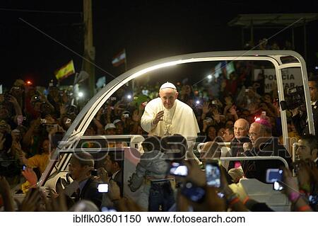"World Youth Day 2013, Pope Francis travelling in the """"Popemobile"""", Copacabana, Rio de Janeiro, Rio de Janeiro State, Brazil, South America" View Large Photo Image Stock Image - "World Youth Day 2013, Pope Francis travelling in the """"Popemobile"""", Copacabana, Rio de Janeiro, Rio de Janeiro State, Brazil, South America". Fotosearch