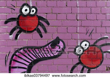 "Worm and spider figures, mural, North Rhine-Westphalia, Germany, Europe" View Large Photo Image Stock Photo - "Worm and spider figures, mural, North Rhine-Westphalia, Germany, Europe". Fotosearch