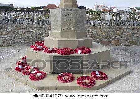 "Wreaths at the monument to fallen British soldiers during the Falklands War, Stanley cemetery, Stanley, Ostfalkland, Falkland Islands, South America" View Large Photo Image Stock Photo - "Wreaths at the monument to fallen British soldiers during the Falklands War, Stanley cemetery, Stanley, Ostfalkland, Falkland Islands, South America". Fotosearch