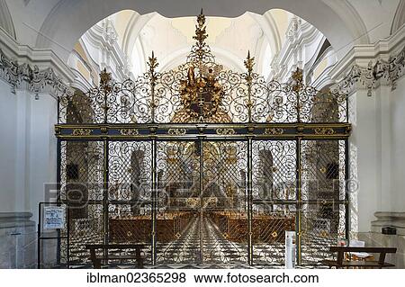 Stock Photo - "Wrought-iron gate by Andreas Ferdinand Lindermayr, Spital am Pyhrn collegiate church, Pyhrn-Priel, Traunviertel region, Upper Austria, Austria, Europe". Fotosearch