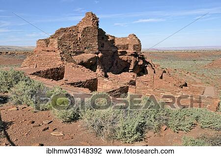 Stock Image - "Wupatki Pueblo, historic remains of a residential area of? Çï? Çïthe Sinagua, State Road 545, Wupatki National Monument, Arizona, United States, North America". Fotosearch