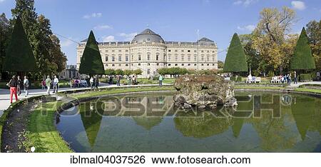 Stock Photograph - "Wurzburg Residence with Hofgarten park, UNESCO World Heritage Site, Wurzburg, Lower Franconia, Bavaria, Germany, Europe". Fotosearch