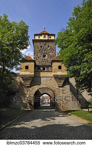Stock Photography - "Wurzburgtor Gate, 1388, Galgengasse street, Rothenburg ob der Tauber, Middle Franconia, Bavaria, Germany, Europe". Fotosearch