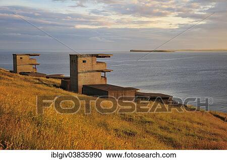 Stock Image - "WWII gun batteries for the defence of Scapa Flow, Hoxa Head, South Ronaldsay, Orkney, Scotland, United Kingdom, Europe". Fotosearch