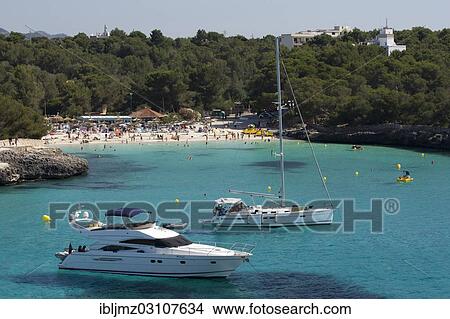 "Yacht in front of the Calo d'en Garrot beach, Parc Natural de Mondrago, Mallorca, Majorca, Balearic Islands, Spain, Europe" View Large Photo Image Picture - "Yacht in front of the Calo d'en Garrot beach, Parc Natural de Mondrago, Mallorca, Majorca, Balearic Islands, Spain, Europe". Fotosearch