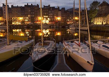 "Yachts in the harbour at night, Honfleur, Normandy, France, Europe" View Large Photo Image Stock Photograph - "Yachts in the harbour at night, Honfleur, Normandy, France, Europe". Fotosearch