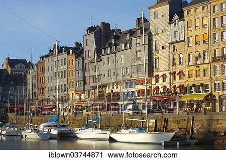 Stock Image - "Yachts in the harbour, Honfleur, Normandy, France, Europe". Fotosearch