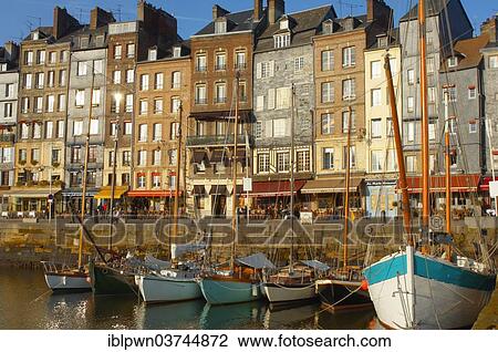 Stock Image - "Yachts in the harbour, Honfleur, Normandy, France, Europe". Fotosearch