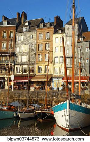 Stock Image - "Yachts in the harbour, Honfleur, Normandy, France, Europe". Fotosearch