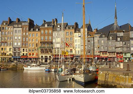 Stock Photo - "Yachts in the harbour, Honfleur, Normandy, France, Europe". Fotosearch