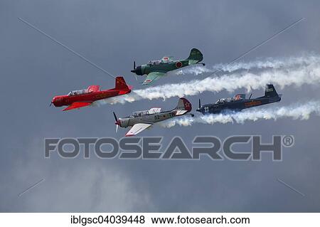Stock Photo - "Yak vintage aircraft demonstration flight, air show, Bromont, Eastern Townships, Quebec Province, Canada, North America". Fotosearch