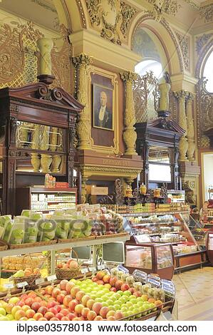 "Yeliseyev Grocery in the Art Nouveau style, former purveyor to the Tsars, Tverskaya Street or Gorky Street, Moskau, Moscow Oblast, Russia, Europe" View Large Photo Image Stock Photo - "Yeliseyev Grocery in the Art Nouveau style, former purveyor to the Tsars, Tverskaya Street or Gorky Street, Moskau, Moscow Oblast, Russia, Europe". Fotosearch
