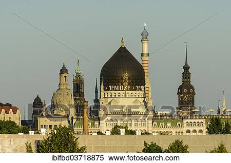 "Yenidze building, front, Frauenkirche church and Hofkirche church, left, Hausmannsturm tower, right, Dresden, Saxony, Germany, Europe" View Large Photo Image Stock Photography - "Yenidze building, front, Frauenkirche church and Hofkirche church, left, Hausmannsturm tower, right, Dresden, Saxony, Germany, Europe". Fotosearch