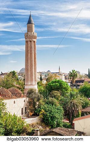 Stock Image - "Yivli Minare Mosque and the old city, Antalya, Southwest Turkey, Turkey, Asia". Fotosearch