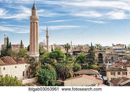 "Yivli Minare Mosque and the old city, Antalya, Southwest Turkey, Turkey, Asia" View Large Photo Image Stock Image - "Yivli Minare Mosque and the old city, Antalya, Southwest Turkey, Turkey, Asia". Fotosearch