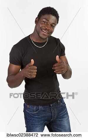 "Young black man, thumbs-up" View Large Photo Image Stock Image - "Young black man, thumbs-up". Fotosearch