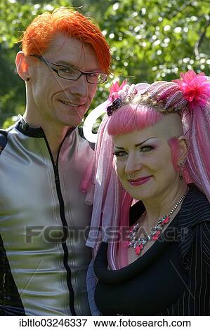 "Young couple in scene clothes, Wave-Gotik-Treffen festival, Leipzig, Saxony, Germany, Europe" View Large Photo Image Stock Photo - "Young couple in scene clothes, Wave-Gotik-Treffen festival, Leipzig, Saxony, Germany, Europe". Fotosearch