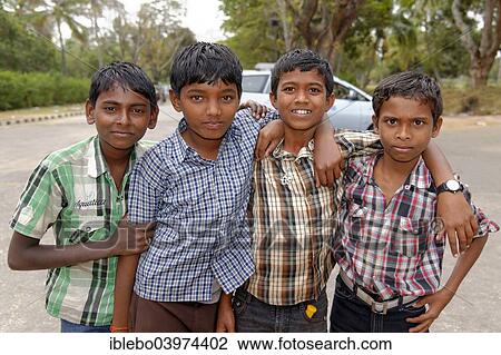 Stock Image - "Young Indian students, Mysore, Karnataka, South India, India, Asia". Fotosearch