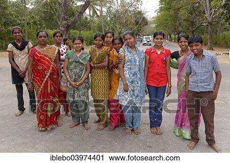 Stock Image - "Young Indians, students, Mysore, Karnataka, South India, India, Asia". Fotosearch