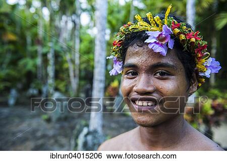 "Young man with headdress made of flowers, Yap Island, Caroline Islands, Micronesia, Oceania" View Large Photo Image Stock Photograph - "Young man with headdress made of flowers, Yap Island, Caroline Islands, Micronesia, Oceania". Fotosearch