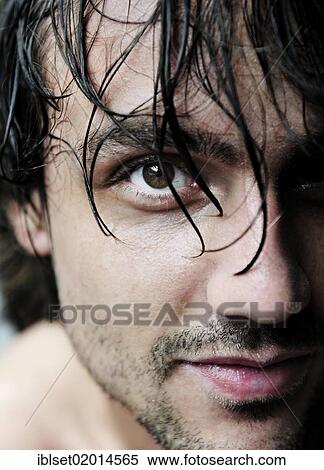 "Young man with wet hair, portrait" View Large Photo Image Stock Photography - "Young man with wet hair, portrait". Fotosearch