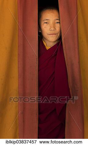 Stock Photo - "Young monk from Amitabha Monastery, Kathmandu Valley, Kathmandu, Nepal, Asia". Fotosearch