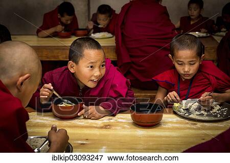 "Young monks from Amitabha Monastery having lunch, Amitabha monastery, Nepal, Asia" View Large Photo Image Stock Photo - "Young monks from Amitabha Monastery having lunch, Amitabha monastery, Nepal, Asia". Fotosearch