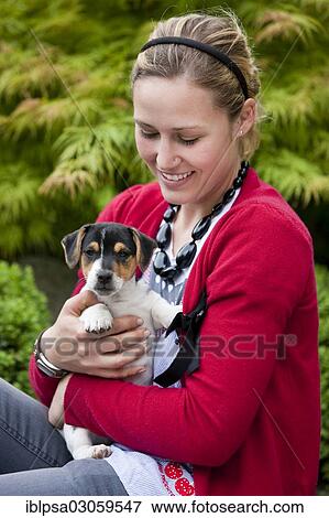 "Young woman cuddling a Jack Russell puppy, Austria, Europe" View Large Photo Image Stock Photo - "Young woman cuddling a Jack Russell puppy, Austria, Europe". Fotosearch