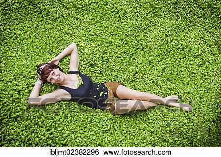 "Young woman, Hop Vicequeen, in short leather pants and a hop crown lying on hops, hop harvest at Hallertau, Holledau or Hollderdau, Bavaria, Germany, Europe" View Large Photo Image Stock Photograph - "Young woman, Hop Vicequeen, in short leather pants and a hop crown lying on hops, hop harvest at Hallertau, Holledau or Hollderdau, Bavaria, Germany, Europe". Fotosearch