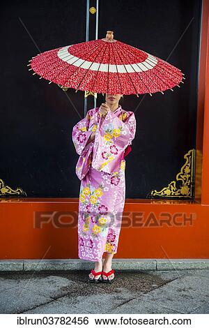 "Young woman in kimono and with oil-paper umbrella, SensÅ-ji temple, Asakusa, Tokyo, Japan, Asia" View Large Photo Image Stock Photograph - "Young woman in kimono and with oil-paper umbrella, SensÅ-ji temple, Asakusa, Tokyo, Japan, Asia". Fotosearch