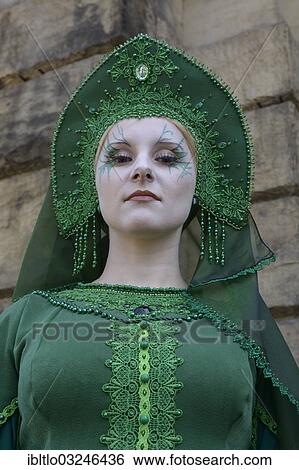 "Young woman in scene clothes, inspired by Russian folklore, Wave-Gotik-Treffen, Leipzig, Saxony, Germany, Europe" View Large Photo Image Stock Photograph - "Young woman in scene clothes, inspired by Russian folklore, Wave-Gotik-Treffen, Leipzig, Saxony, Germany, Europe". Fotosearch