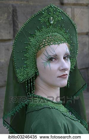 "Young woman in scene clothes, inspired by Russian folklore, Wave-Gotik-Treffen, Leipzig, Saxony, Germany, Europe" View Large Photo Image Stock Photography - "Young woman in scene clothes, inspired by Russian folklore, Wave-Gotik-Treffen, Leipzig, Saxony, Germany, Europe". Fotosearch