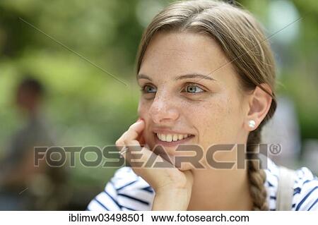 Stock Image - "Young woman, portrait, Heidelberg, Baden-Wurttemberg, Germany, Europe". Fotosearch