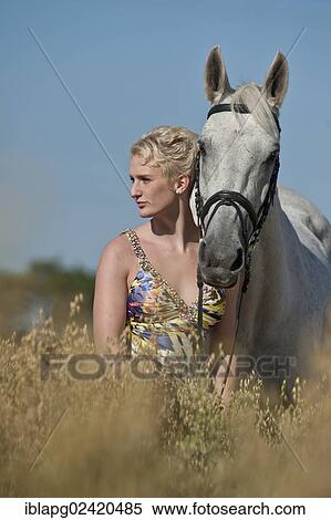 Young woman standing with a Hanoverian horse in a cornfield View Large Photo Image Stock Photography - Young woman standing with a Hanoverian horse in a cornfield. Fotosearch