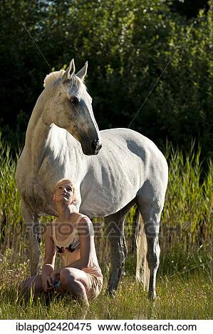 Young woman with a Hanoverian horse View Large Photo Image Stock Photography - Young woman with a Hanoverian horse. Fotosearch
