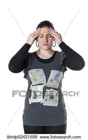 Stock Photo - Young woman with a headache. Fotosearch