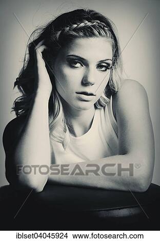 Picture - Young woman with braided hair. Fotosearch