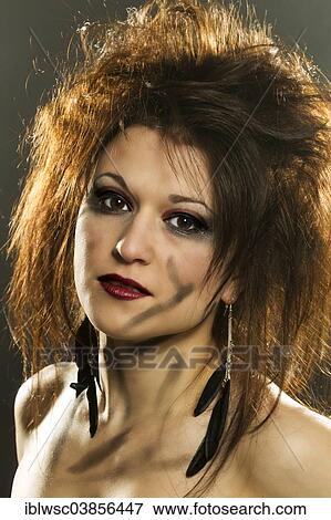 "Young woman with fancy make-up, portrait" View Large Photo Image Stock Photo - "Young woman with fancy make-up, portrait". Fotosearch