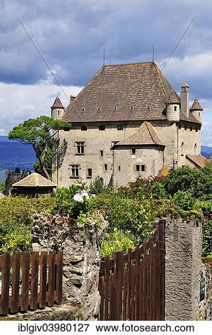 "Yvoire Castle on Lake Geneva or Lac Leman, Yvoire, Rhone-Alpes, Haute-Savoie, France, Europe" View Large Photo Image Stock Photo - "Yvoire Castle on Lake Geneva or Lac Leman, Yvoire, Rhone-Alpes, Haute-Savoie, France, Europe". Fotosearch