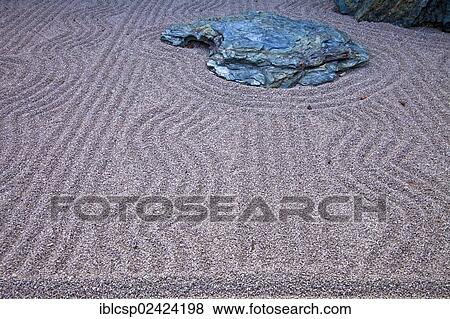 Stock Photo - Zen garden at Japanese gardens in Larvotto, Principality of Monaco, Europe. Fotosearch