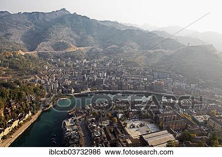 "Zhenyuan and the Wuyang River from above, Zhenyuan, Guizhou, China, People's Republic of China, Asia" View Large Photo Image Stock Photograph - "Zhenyuan and the Wuyang River from above, Zhenyuan, Guizhou, China, People's Republic of China, Asia". Fotosearch