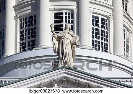 Stock Photo - "Zinc statue of the Apostle John, Helsinki Cathedral, Kruununhaka, Helsinki, Finland, Europe". Fotosearch