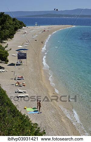 Stock Image - "Zlatni Rat Beach, Golden Horn, Island of Brac, Dalmatia, Adriatic, Croatia, Europe". Fotosearch