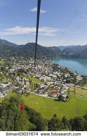 Picture - "Zwoelferhorn cable car, St. Gilgen, Lake Wolfgang, Zwoelferhorn, Sankt Gilgen, Salzkammergut, Salzburg State, Austria, Europe". Fotosearch