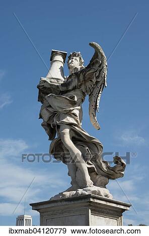 天使彫像 上に Ponte Sant Angelo ローマ Lazio イタリア ヨーロッパ 写真館 イメージ館 Ibxmab Fotosearch