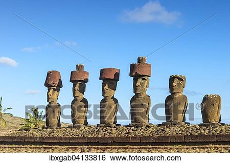 Ahu Nao-Nao Moais, Anakena, Rapa Nui National Park, Unesco World Heritage Site, Easter Island, Chile, South America View Large Photo Image Stock Photograph - Ahu Nao-Nao Moais, Anakena, Rapa Nui National Park, Unesco World Heritage Site, Easter Island, Chile, South America. Fotosearch